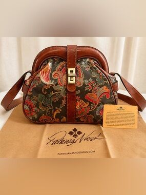 Patricia Nash Rosora Vintage Italian Floral Paisley Leather Rare Collector Bag